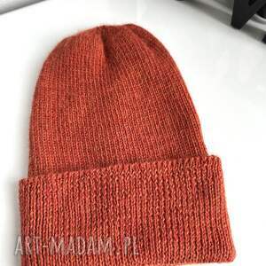 Czapka wywijana HELEN 100% alpaka w kolorze rdzy