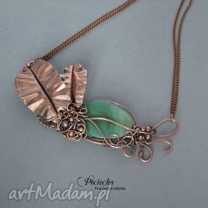 creation necklace - naszyjnik miedź, tropik, metaloplastyka, agat