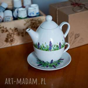 ręczne wykonanie ceramika zestaw do herbaty - tea for one wiosenna łąka