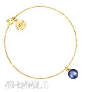 złota bransoletka z granatową perłą swarovski crystal, perełka