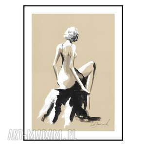 Prezent Jestem praca malowana ręcznie 21cm x 30cm, kobieta