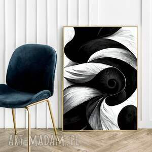 biało-czarna abstrakcja - plakat 61x91 cm salonu, sypialni