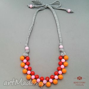 handmade naszyjniki naszyjnik z korali czerwonych różowych pomarańczowych