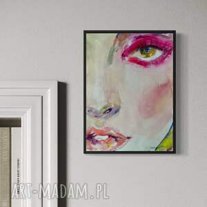 Prezent Green eye, akwarela na papierze, portret kobiety