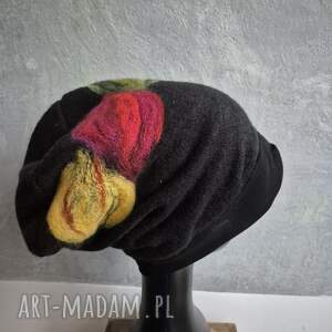 Czapka na podszewce kolorowa patchworkowa rękodzieło świetna