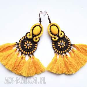 yelliw haftowane kolczyki sutasz kokczyki boho, chwosty