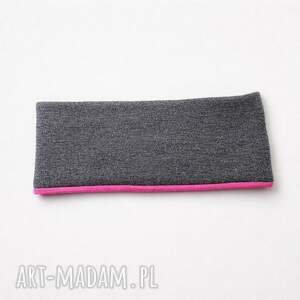 opaska wiosenna grafitowo różowa świetna na codzienne noszenie lekko rozciągliwa