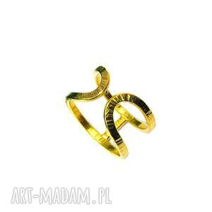 minimalistyczny pierścionek złocony dwustronny - otwarty