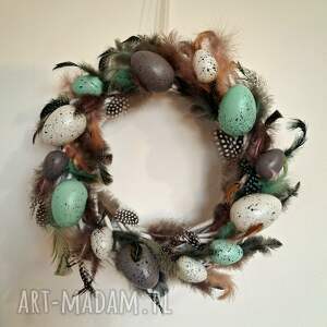 wiosenny, wielkanocny - gniazdko - wianek na drzwi, natura