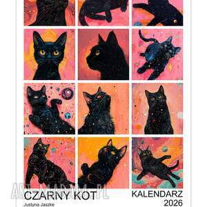 Prezent Czarny Kot 15x21 cm - kalendarz 2026