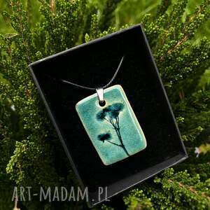 Roślinny naszyjnik ceramiczny handmade - turkusowy