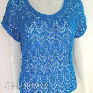 handmade bluzki błękitna, ażurowa bluzeczka na lato