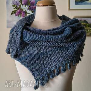 ręcznie na drutach - pochmurne niebo cudownie miękka chusta z alpaki i merino