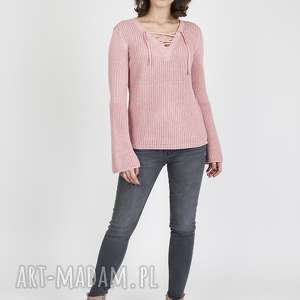 handmade swetry sweter w stylu boho, swe117 róż mkm