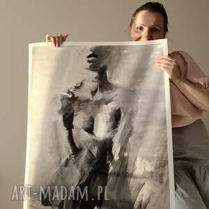 woman - 87x69cm, kobieta plakat, obraz, grafika, czarno biała