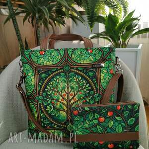 Prezent Torebka damska shopperka z kosmetyczką miejska na ramę