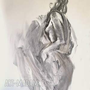 woman - 100x70, kobieta szkic, obraz sypialni, czarno biała grafika