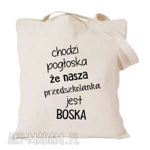 handmade torba z nadrukiem dla przedszkolanki, prezent, zakończenie roku, dzień edukacji