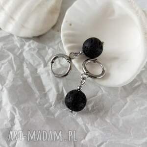 święta, kolczyki lawa wulkaniczna, biżuteria na prezent niej