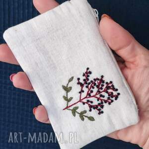 Mini saszetka haftowana czarny bez, ręcznie