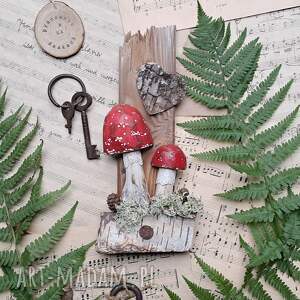 leśny wieszak z muchomorkami no 1 na klucze prezent, leśne klimaty
