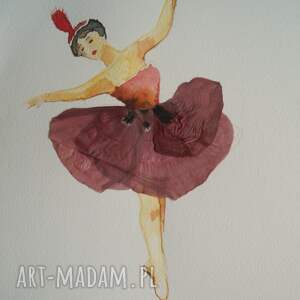 dekoracje makowa baletnica - mini akwarela z kwiatem, anna pavlova
