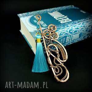 ozdobna zakładka do książki z apatytem wire wrapping prezent, biżteria