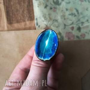 Pierścionek lazurowy owalny, ceramika