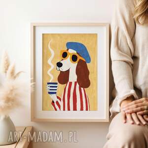 plakat francuski piesek - format 30x40 cm z kawą