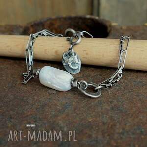 perły - bransoletka 015 pereł, srebro oksydowane, biżuteria