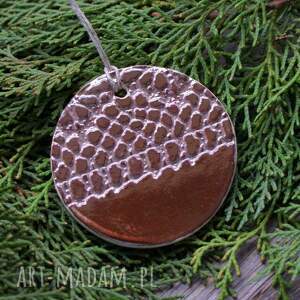 handmade na święta upominki rustykalna bombka - zawieszka ceramiczna