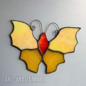 handmade witraże motyl witrażowy cytryn słoneczny