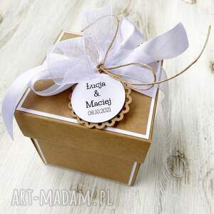 ręcznie wykonane scrapbooking kartki pudełko na ślub wesele prezent kraft