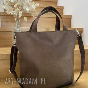 torba na ramię - brąz, zamsz syntetyczny alcantra