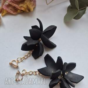 Klipsy czarne tulipany leciutkie, box x1, dam, folk, et