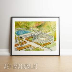 plakat wrocław, hala stulecia, akwarelowy