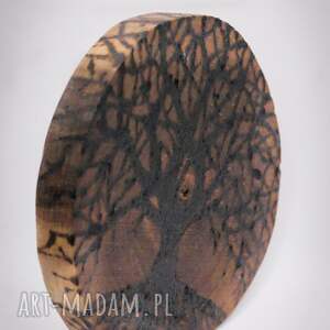 drewniana podkładka - drzewo życia pirografia, orzech, olejowana wyjątkowy