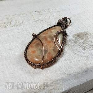 kamień słoneczny m248, wire wrapping, rękodzieło