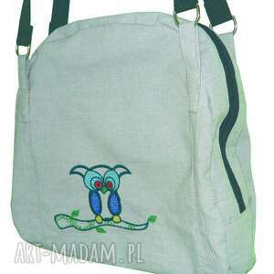handmade torebki urocza torba na ramię z haftem sowy