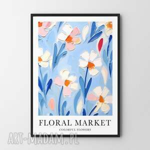 kolorowy plakat kwiaty - format A4 sypialni, salonu