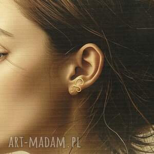 Srebrne pozłacane Lines vol5, kolczyki wkrętki