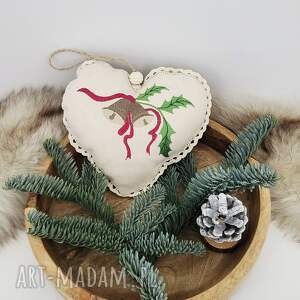 pomysł na prezenty świąteczne DUŻE SERCE HAFTOWANA ZAWIESZKA haft