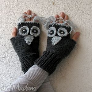 handmade rękawiczki sowy