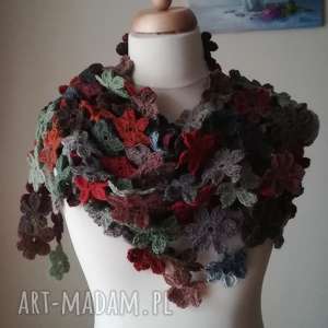 buenaartis art crochet grenadine szal rękodzieło styl, szydełko, kwiat