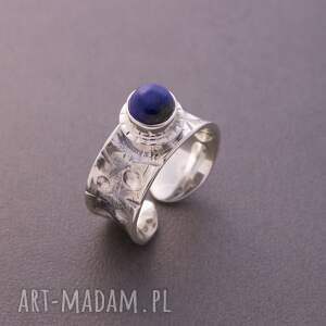 pierścionek srebrny z lapis lazuli, kamieniem, prezent dla niej