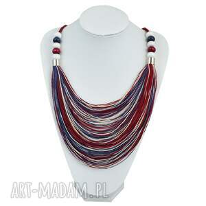 marynarski naszyjnik z lnianego sznurka i koralików drewnianych