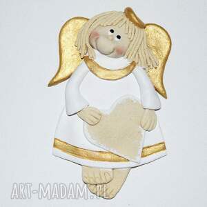 handmade dla dziecka pamiątka dorotki - aniołek komunijny z masy solnej