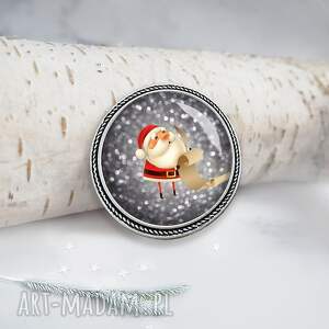 cudna broszka z mikołajem, prezent na święta mikołajki