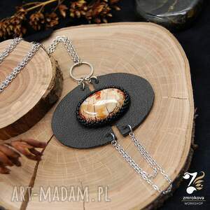 zmrokova workshop geometryczny skórzany naszyjnik z agatem