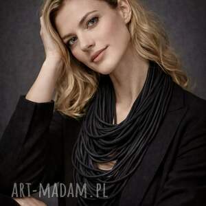 naszyjnik dzianinowy - czarny unisex szal, oryginalny szaliki